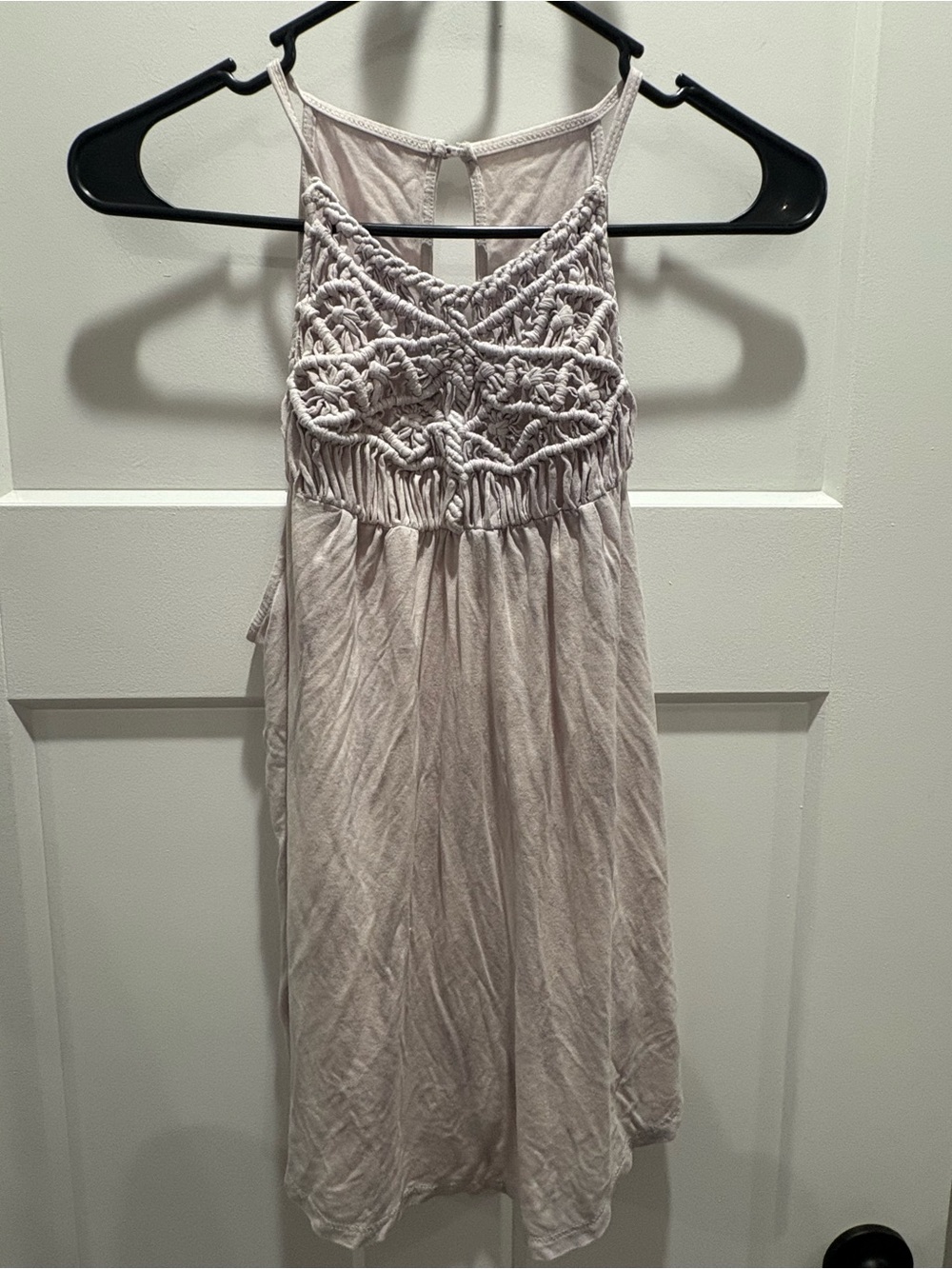 Light Pink Crochet-Front Tank Top